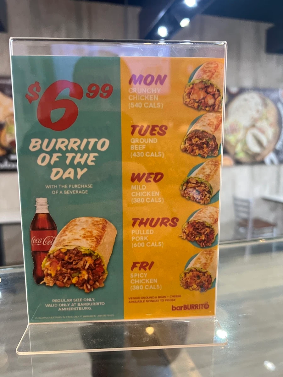 Menu, barBURRITO