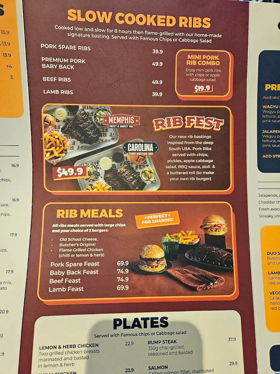 Menu, Ribs & Burgers Craigieburn