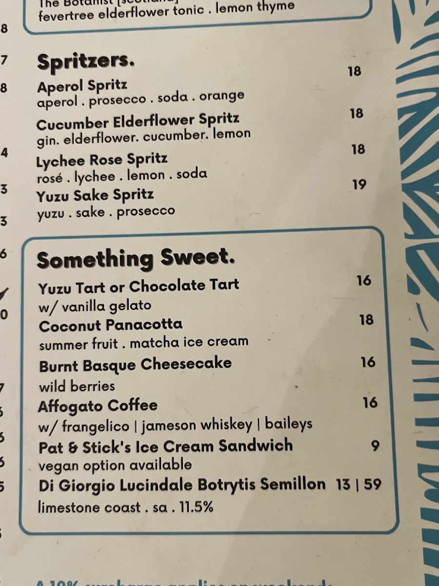 Menu, South Sailor