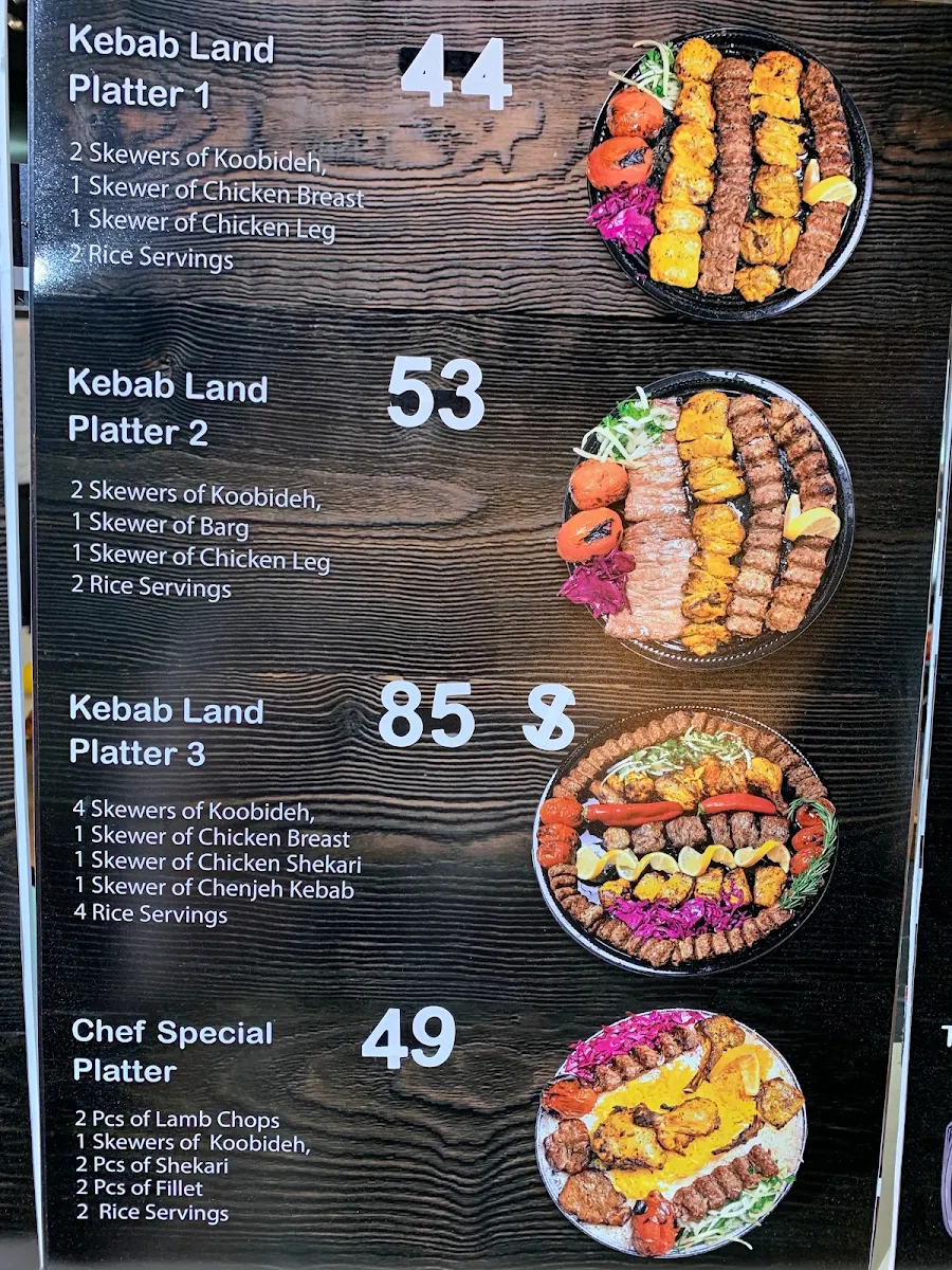 Menu, Roses Kebab Land Express (Take Out)