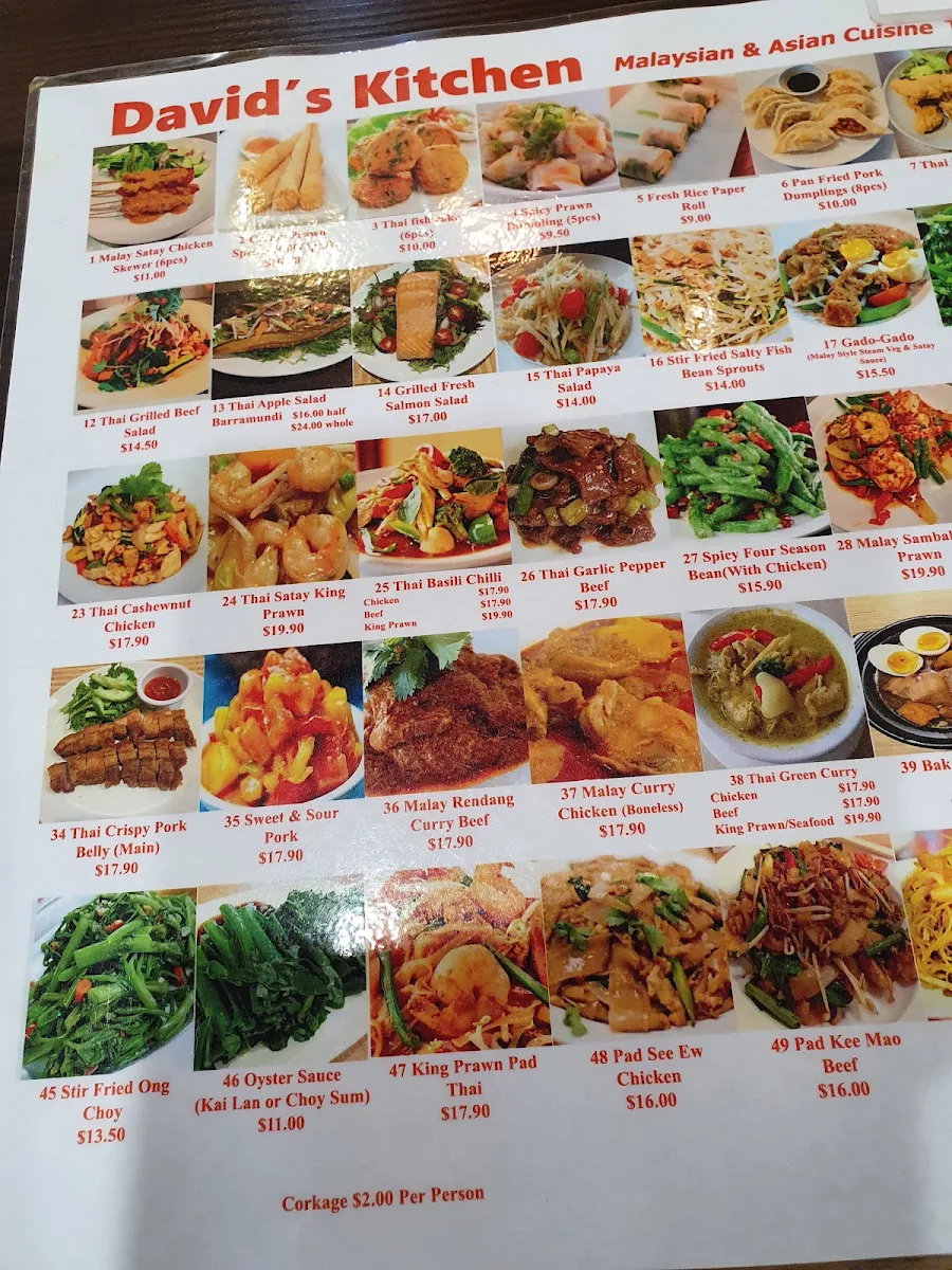 Menu, David's Kitchen
