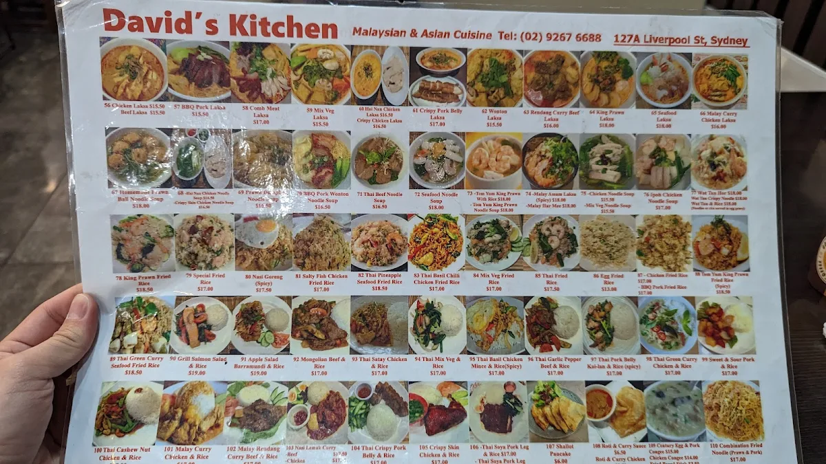 Menu, David's Kitchen