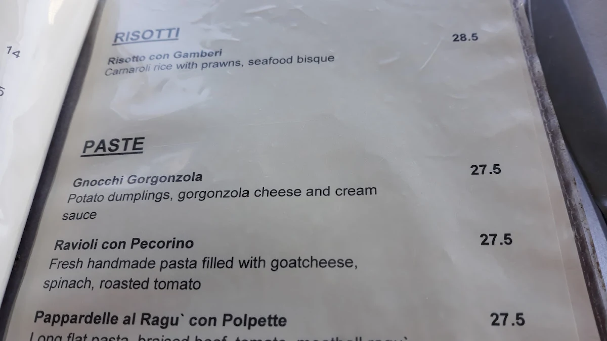 Menu, Renzo's Bar