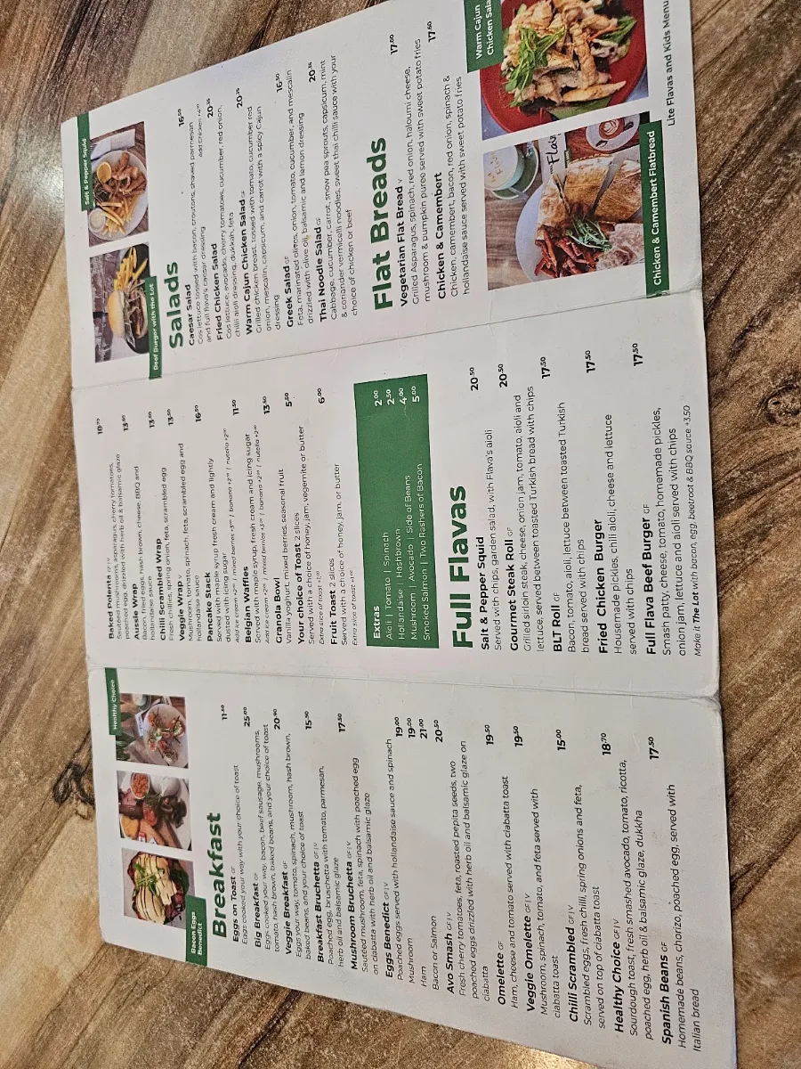 Menu, Full Flava Café