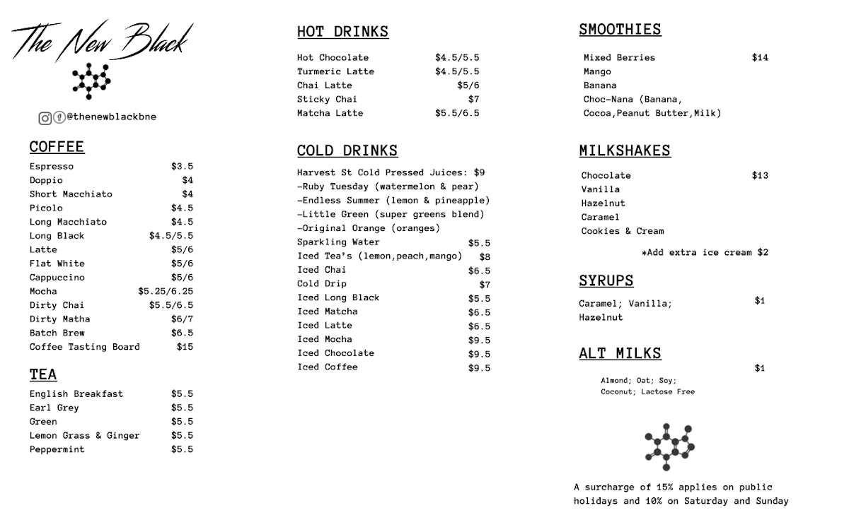 Menu, The New Black