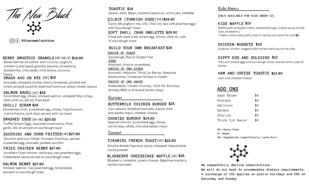 Menu, The New Black
