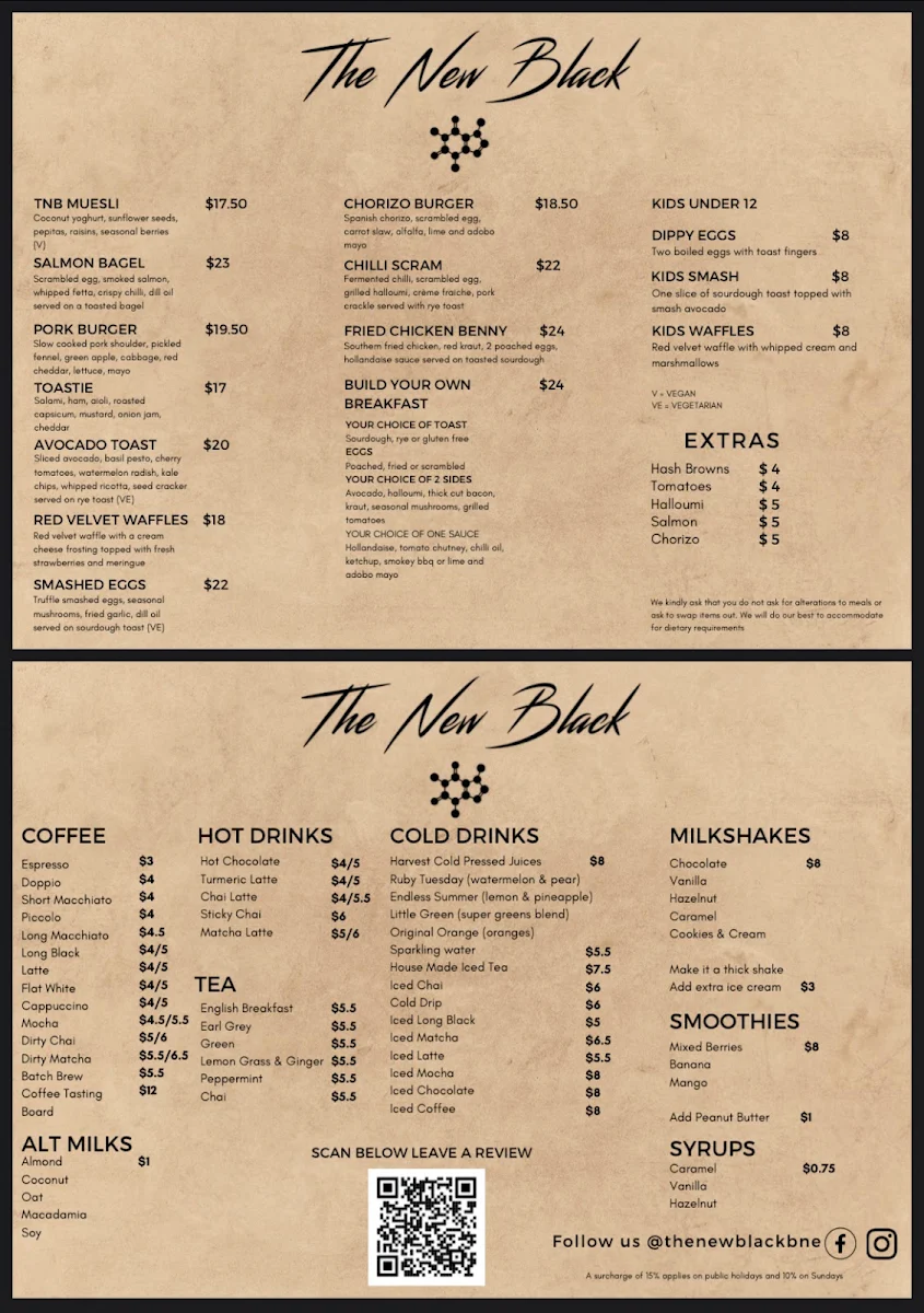 Menu, The New Black