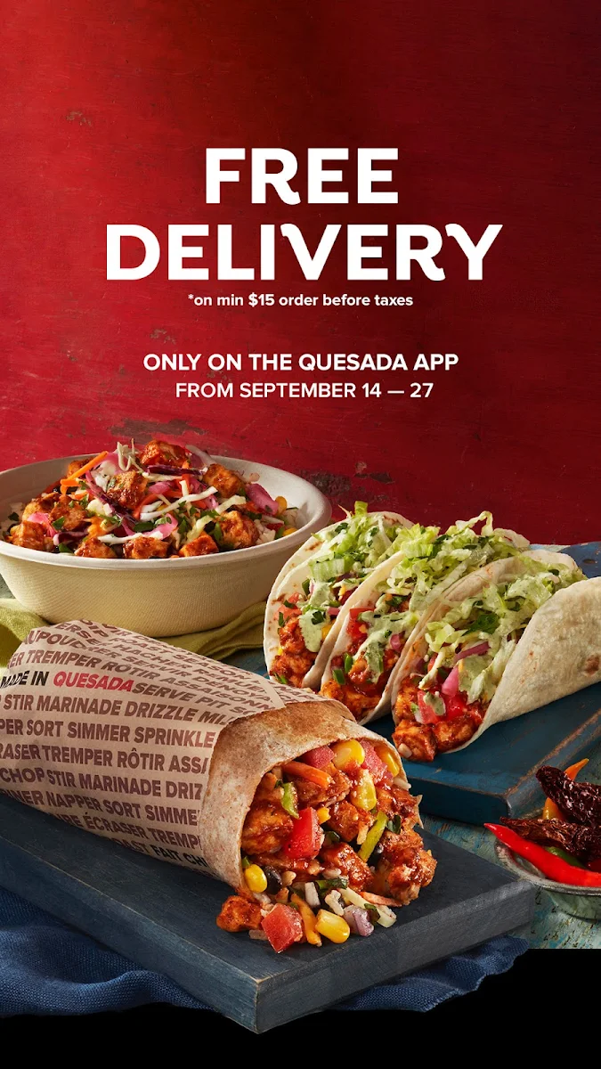 Menu, Quesada Burritos & Tacos