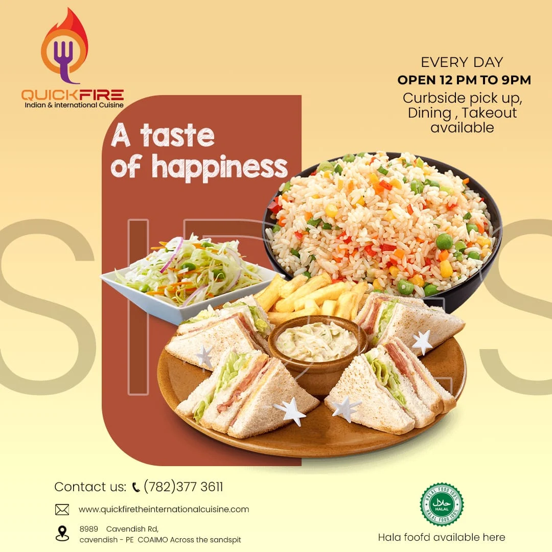 Menu, Quick Fire indian and International Cuisine