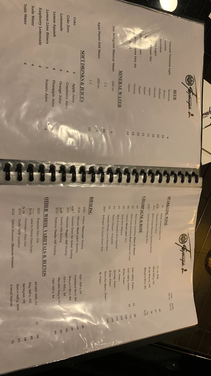 Menu, Japanese Teppanyaki Inn