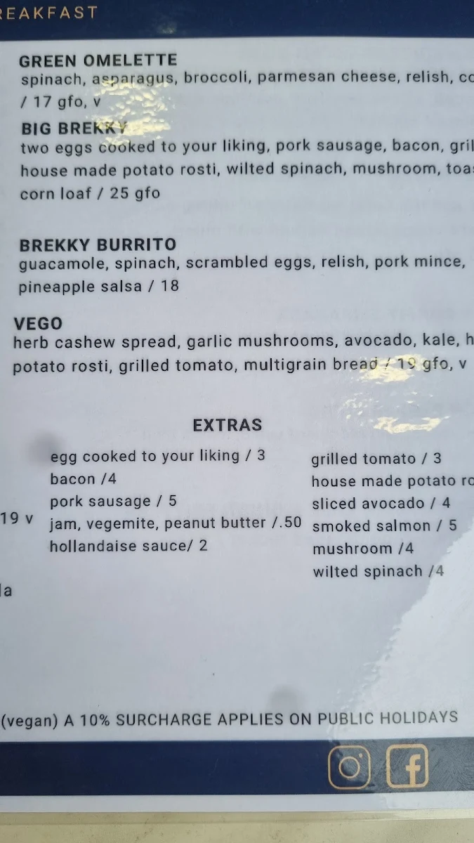 Menu, Intermezzo Cafe