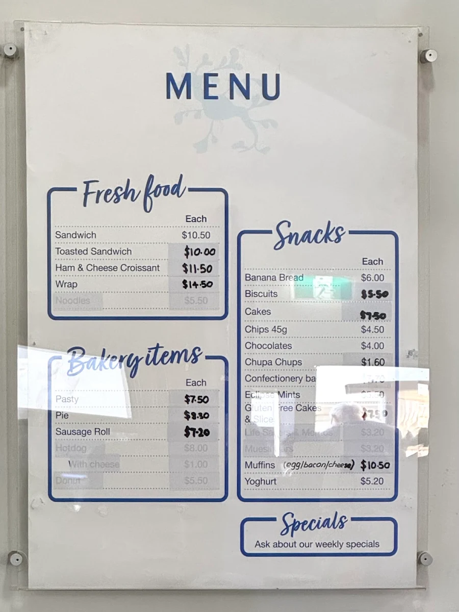 Menu, Seadragon Cafe
