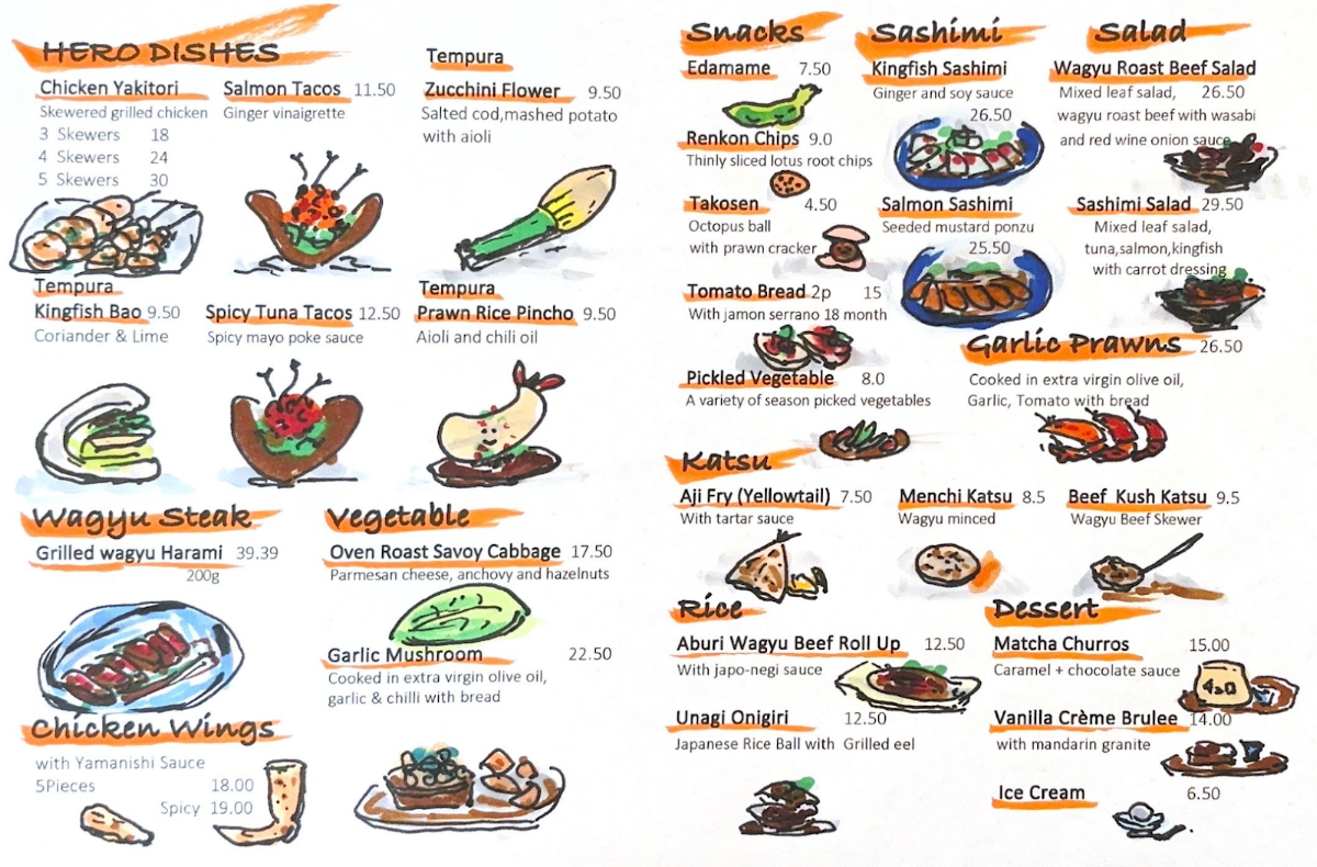 Menu, New Yamanishi