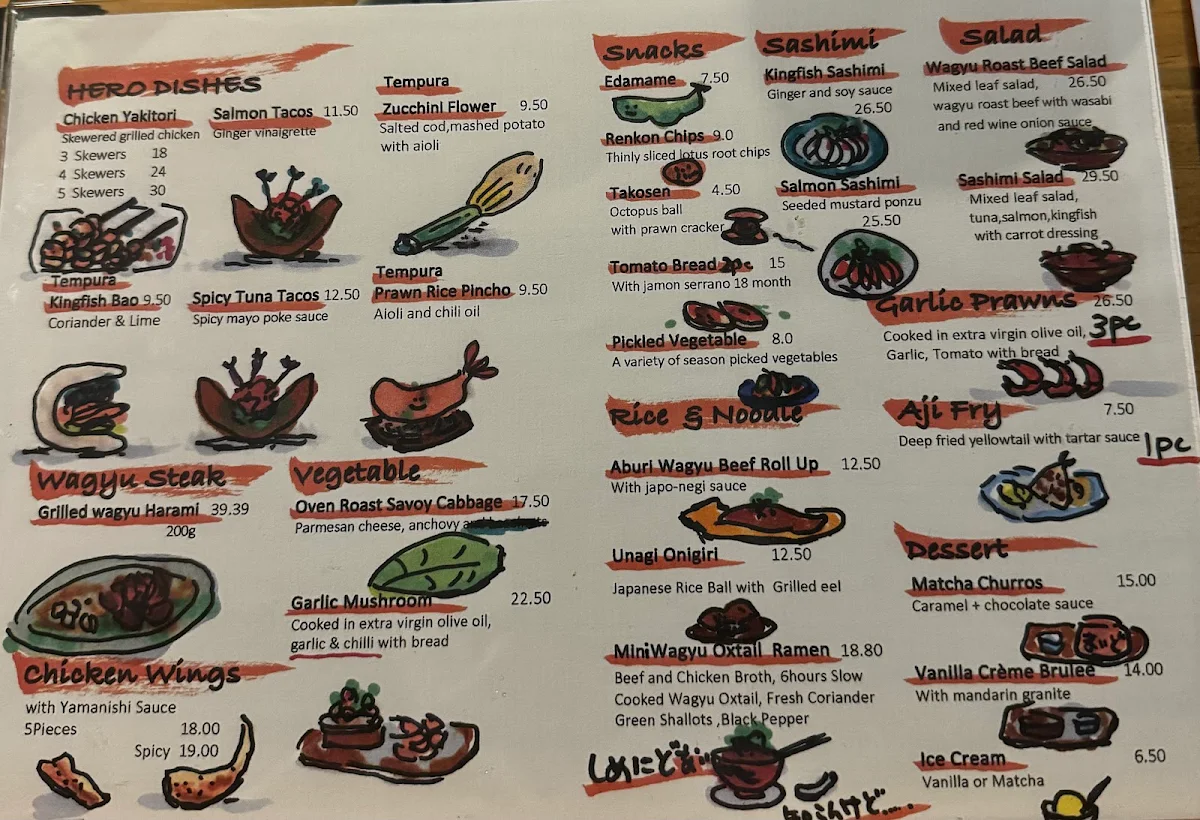 Menu, New Yamanishi