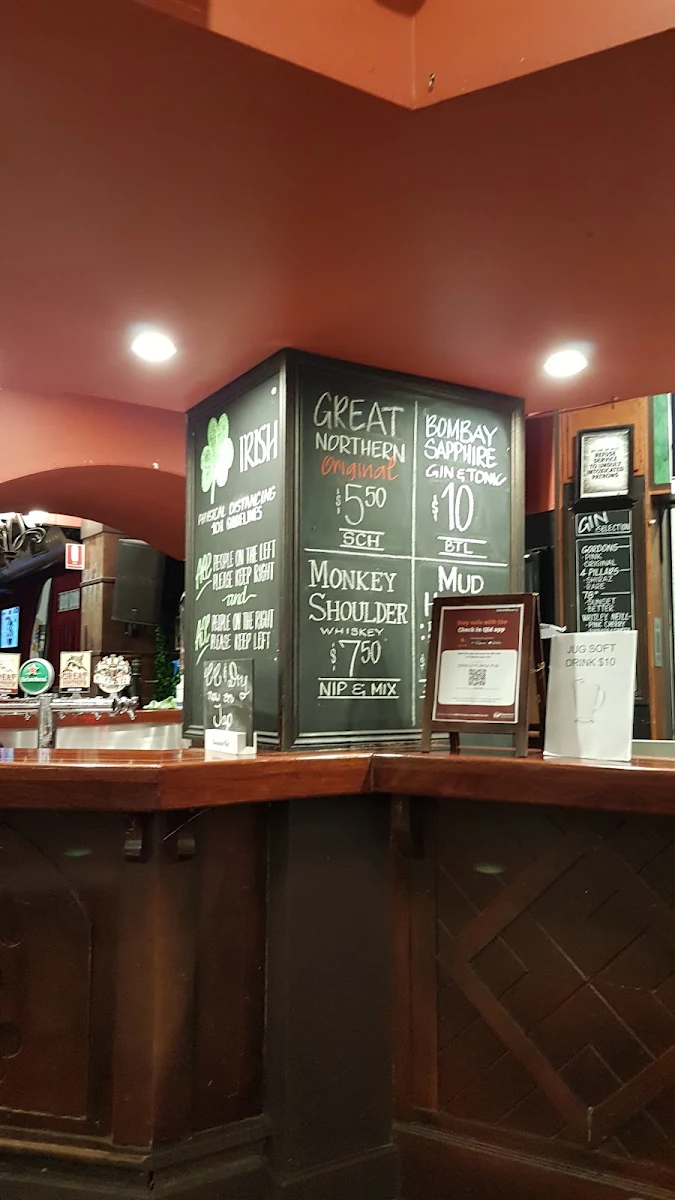 Menu, Foxy Malone's Irish Pub