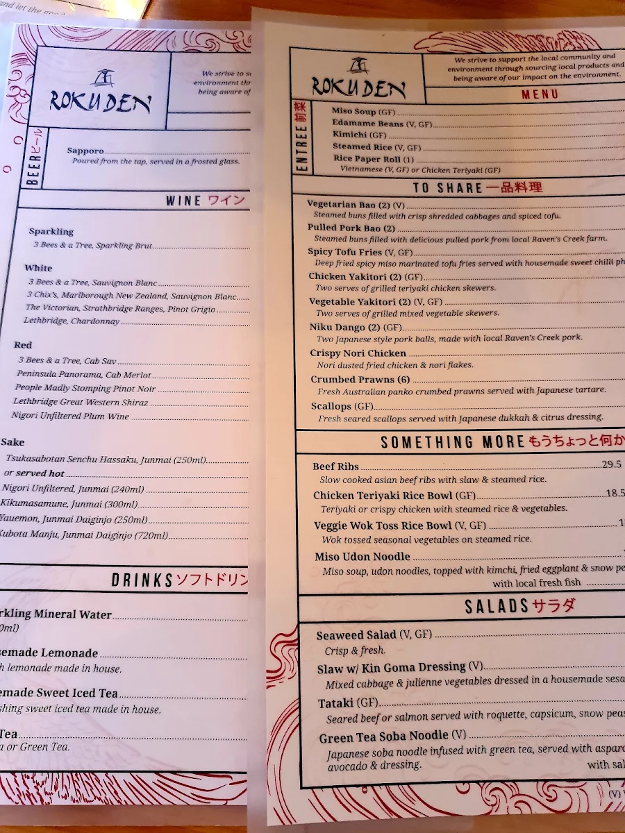 Menu, Roku Den