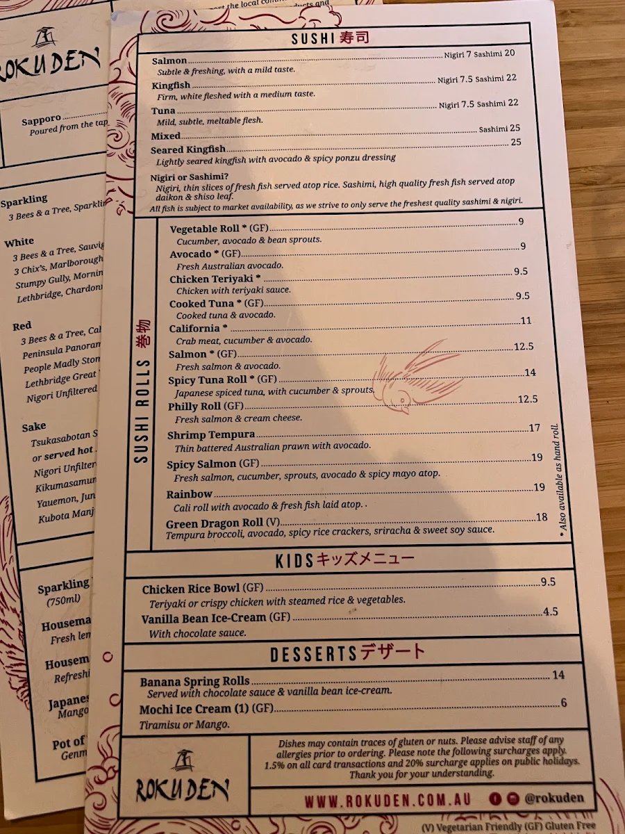 Menu, Roku Den