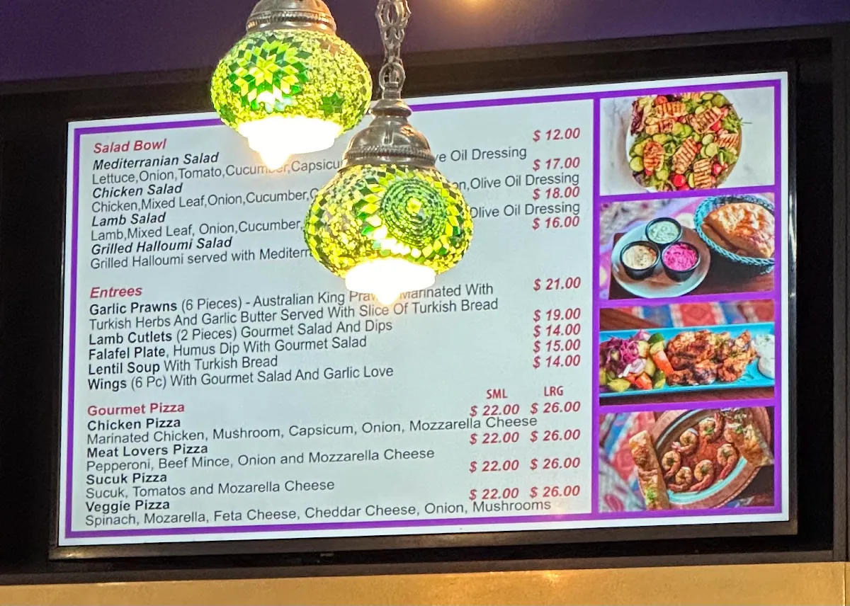 Menu, Mangal Turkish Cuisine
