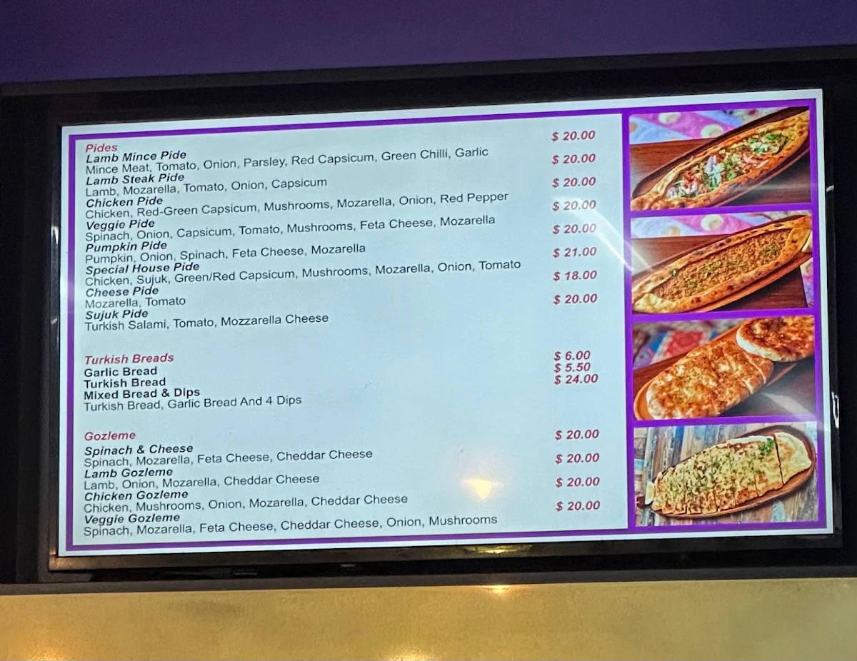 Menu, Mangal Turkish Cuisine
