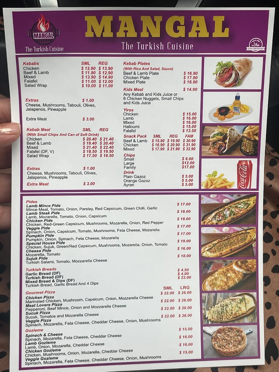 Menu, Mangal Turkish Cuisine