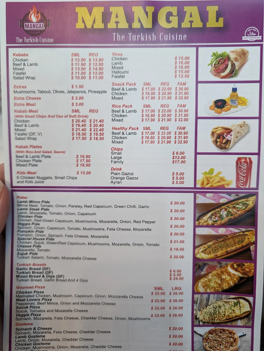 Menu, Mangal Turkish Cuisine