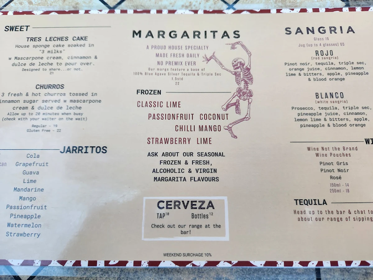 Menu, Cartel Taqueria - Belco