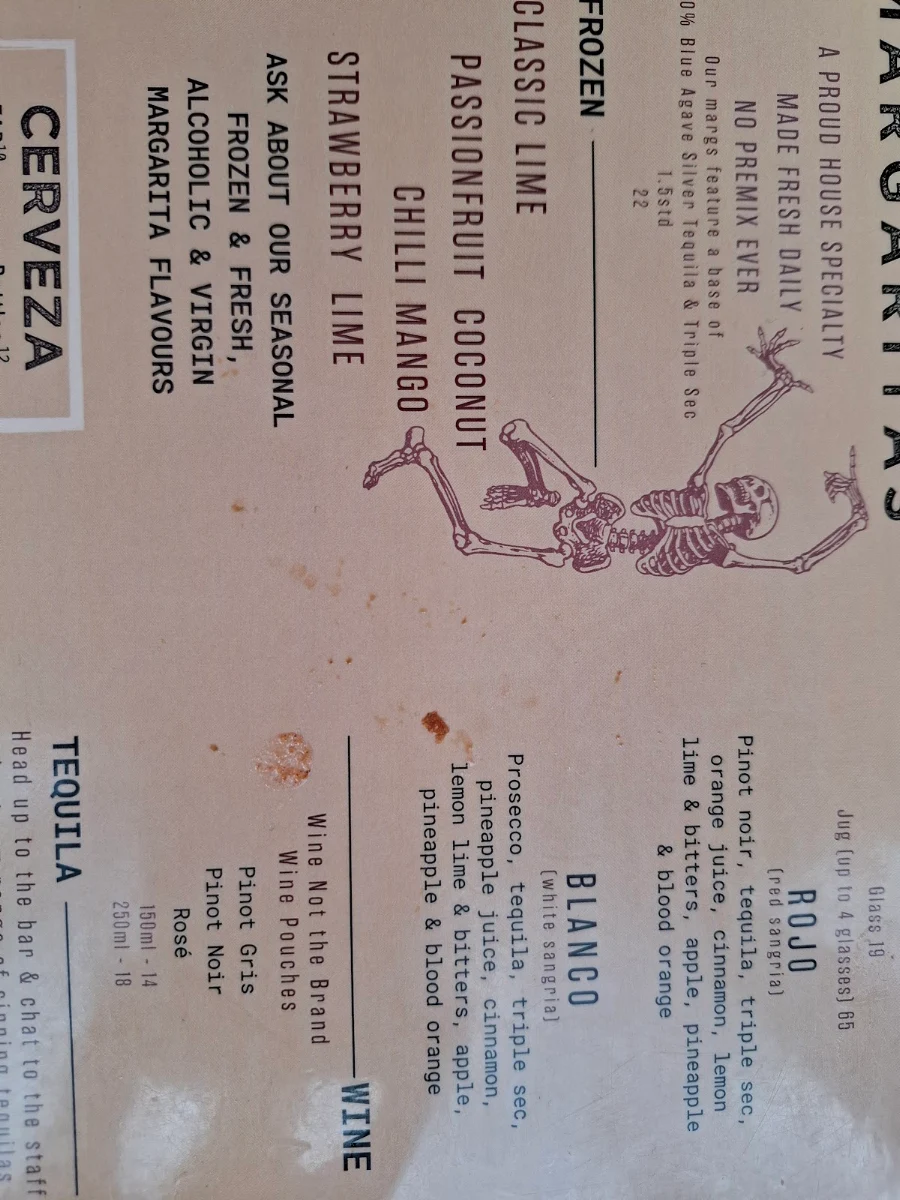 Menu, Cartel Taqueria - Belco