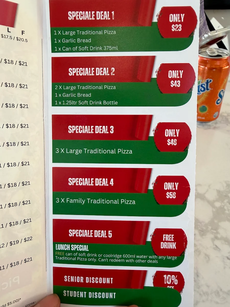 Menu, Pizza Speciale Caroline Springs