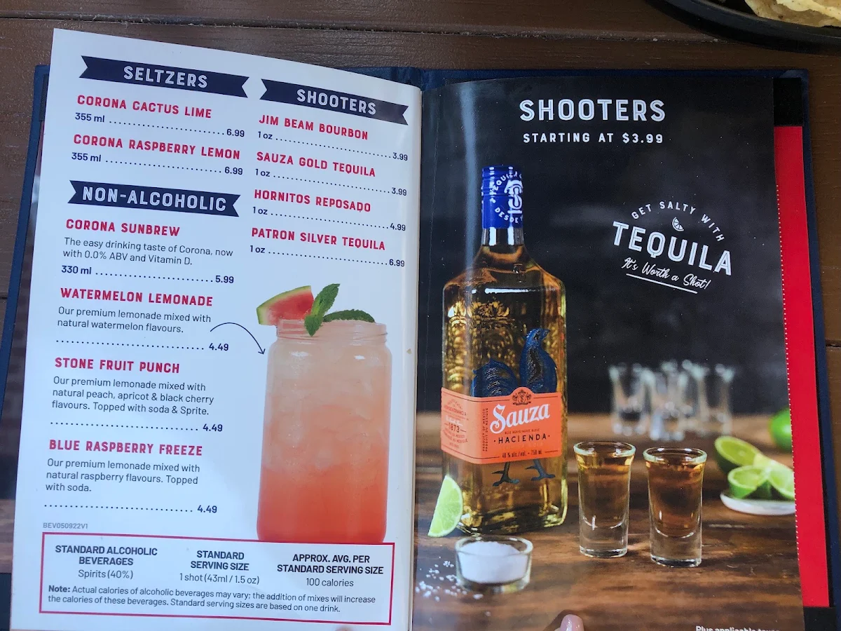 Menu, Lone Star Texas Grill