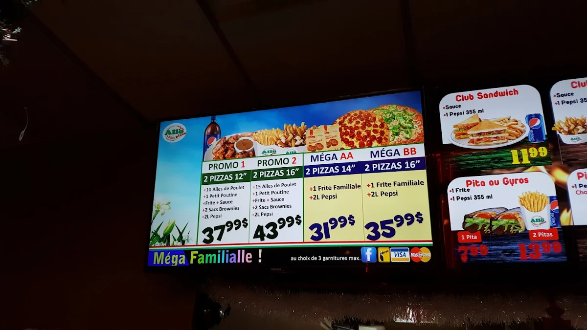 Menu, Allo Pizza Terrebonne