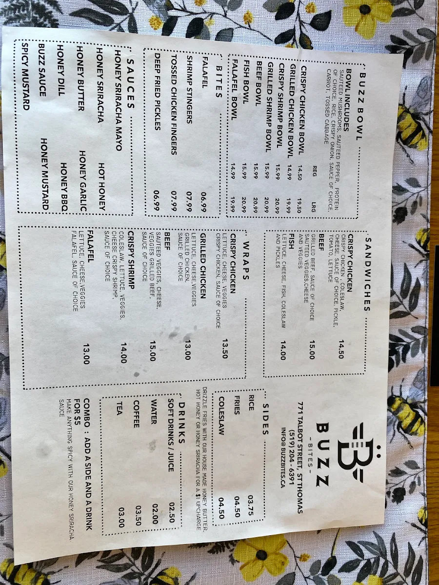 Menu, Buzz Bites