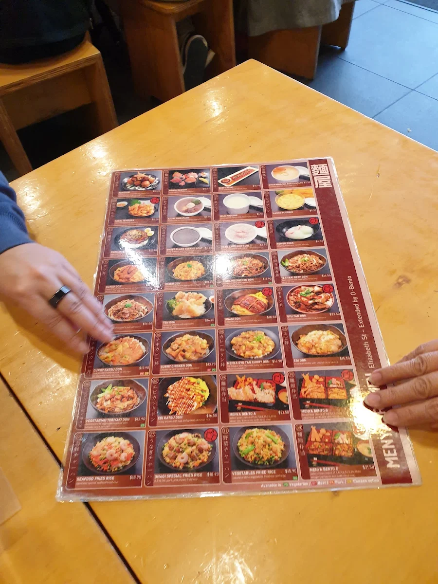 Menu, Menya Ramen Elizabeth