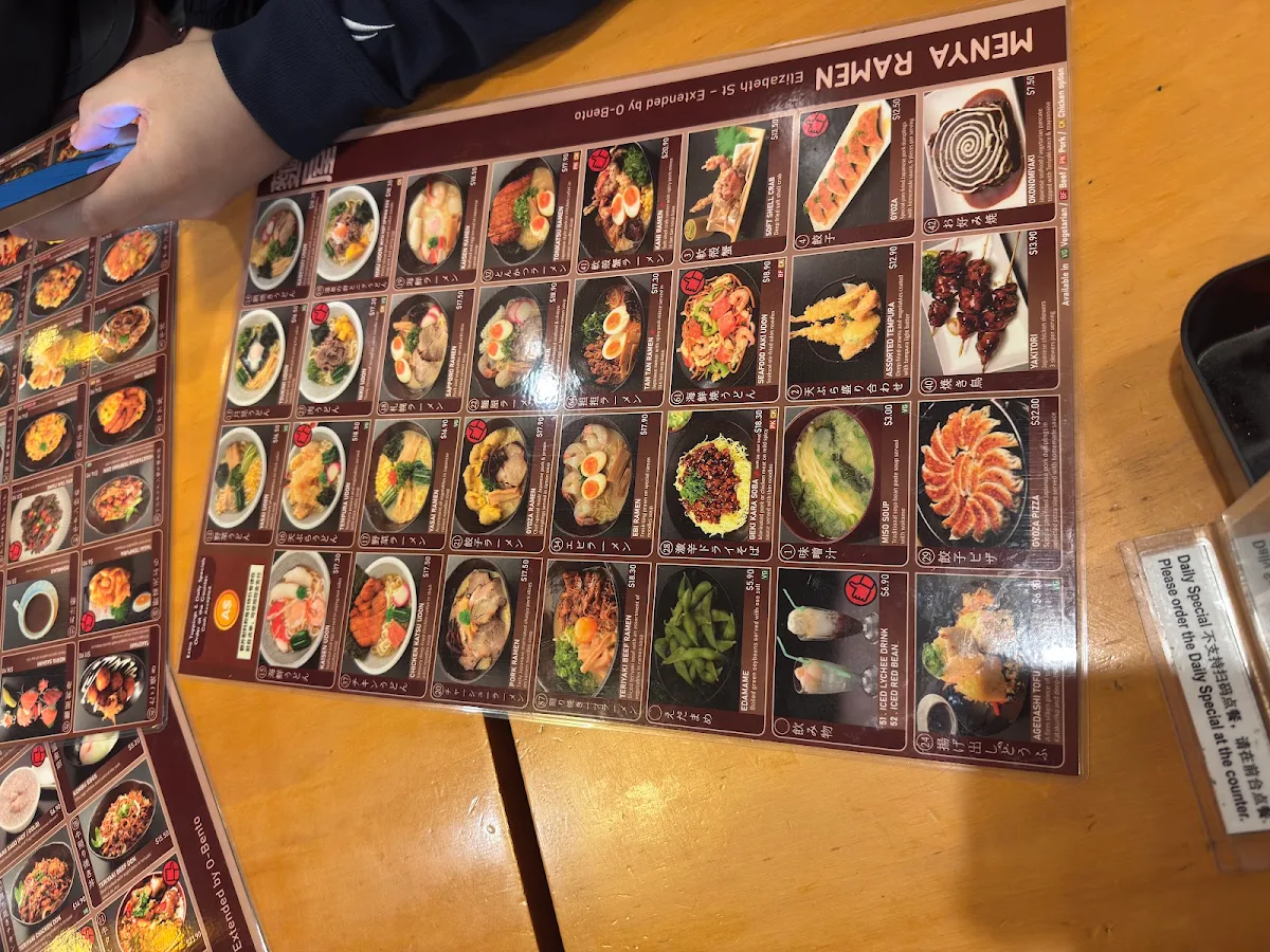 Menu, Menya Ramen Elizabeth