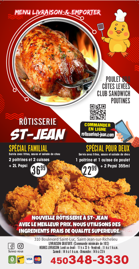 Menu, Rotisserie St Jean