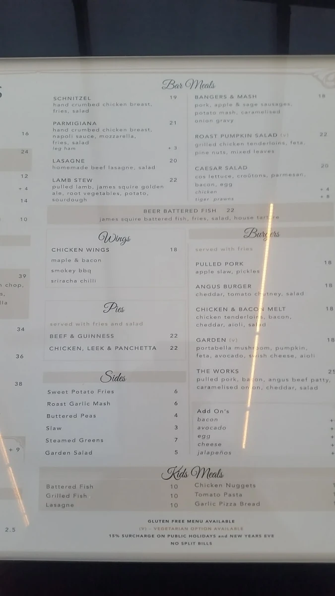 Menu, Kitty O’Sheas