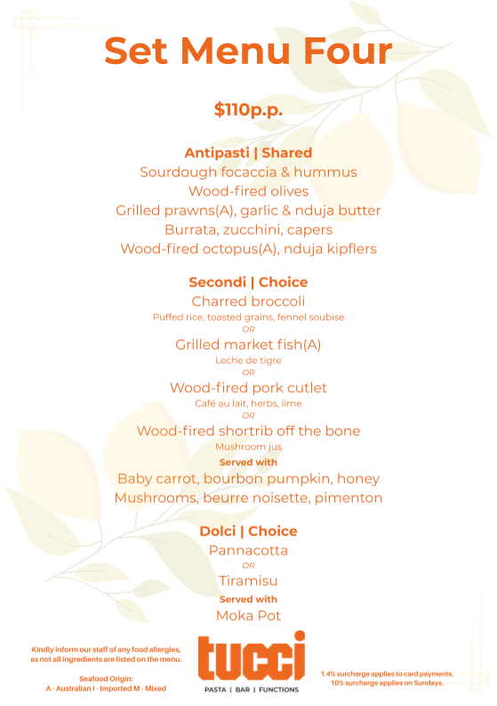 Menu, Tucci