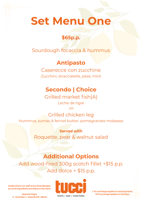 Menu, Tucci