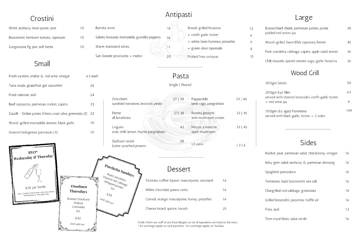 Menu, Tucci