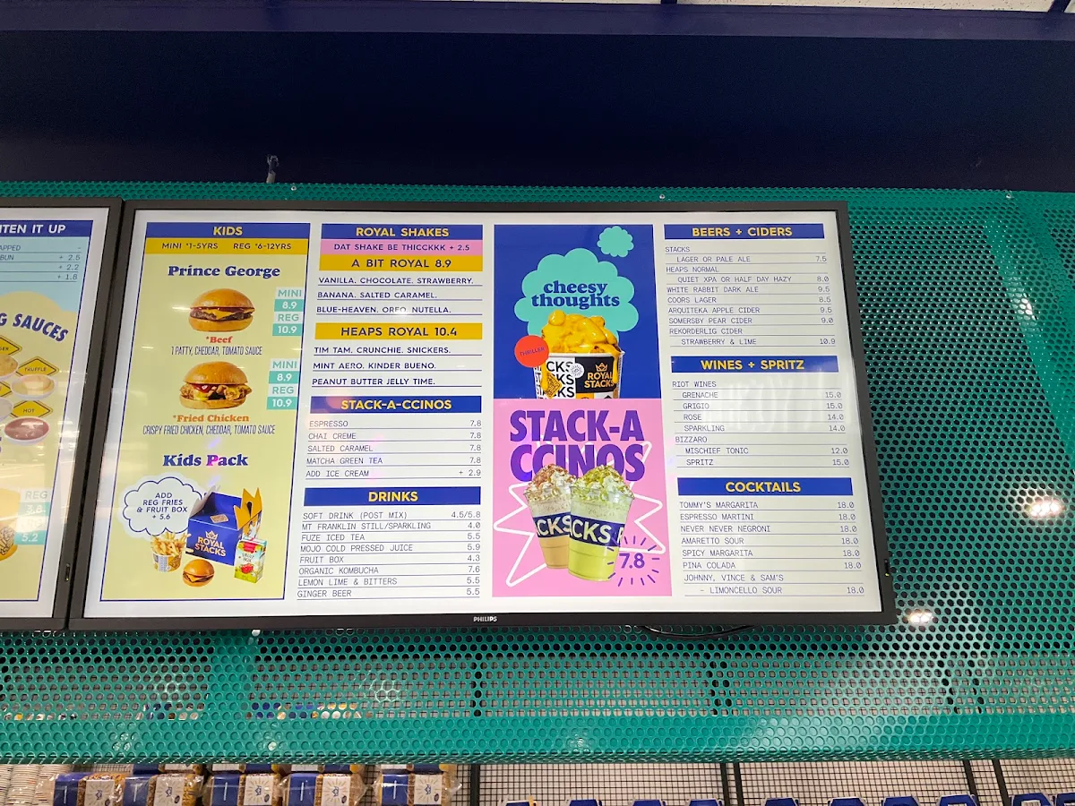 Menu, Royal Stacks Croydon