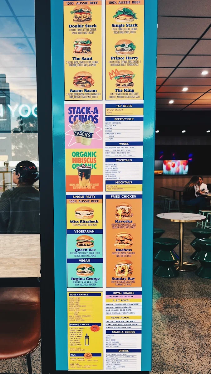 Menu, Royal Stacks Croydon