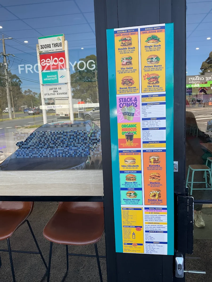 Menu, Royal Stacks Croydon