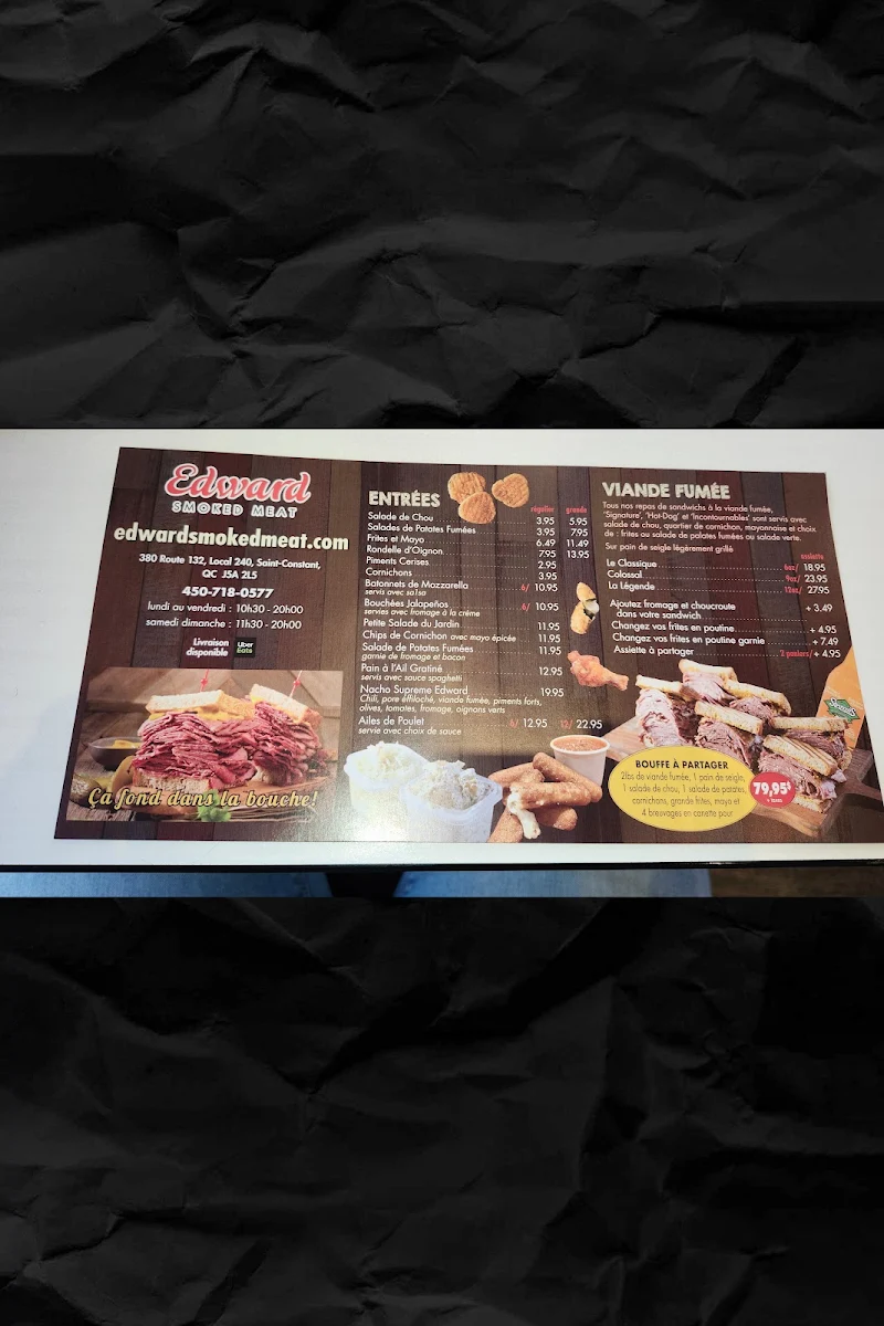 Menu, Edward Smoked Meat