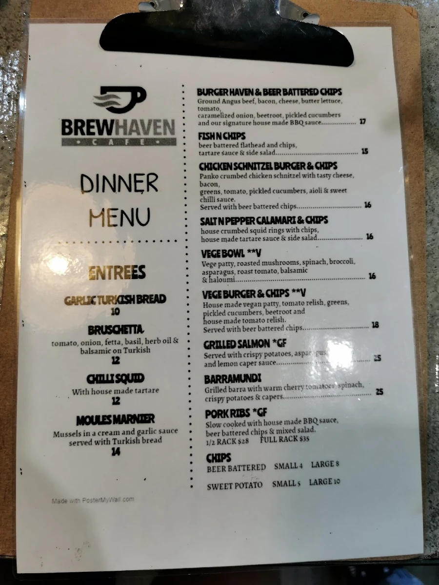 Menu, Riverview Cafe on Camden