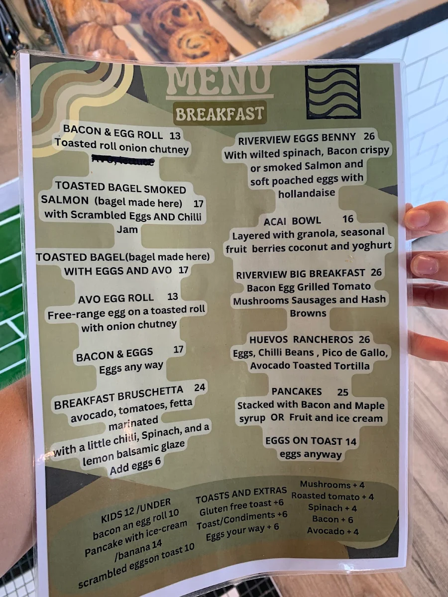 Menu, Riverview Cafe on Camden