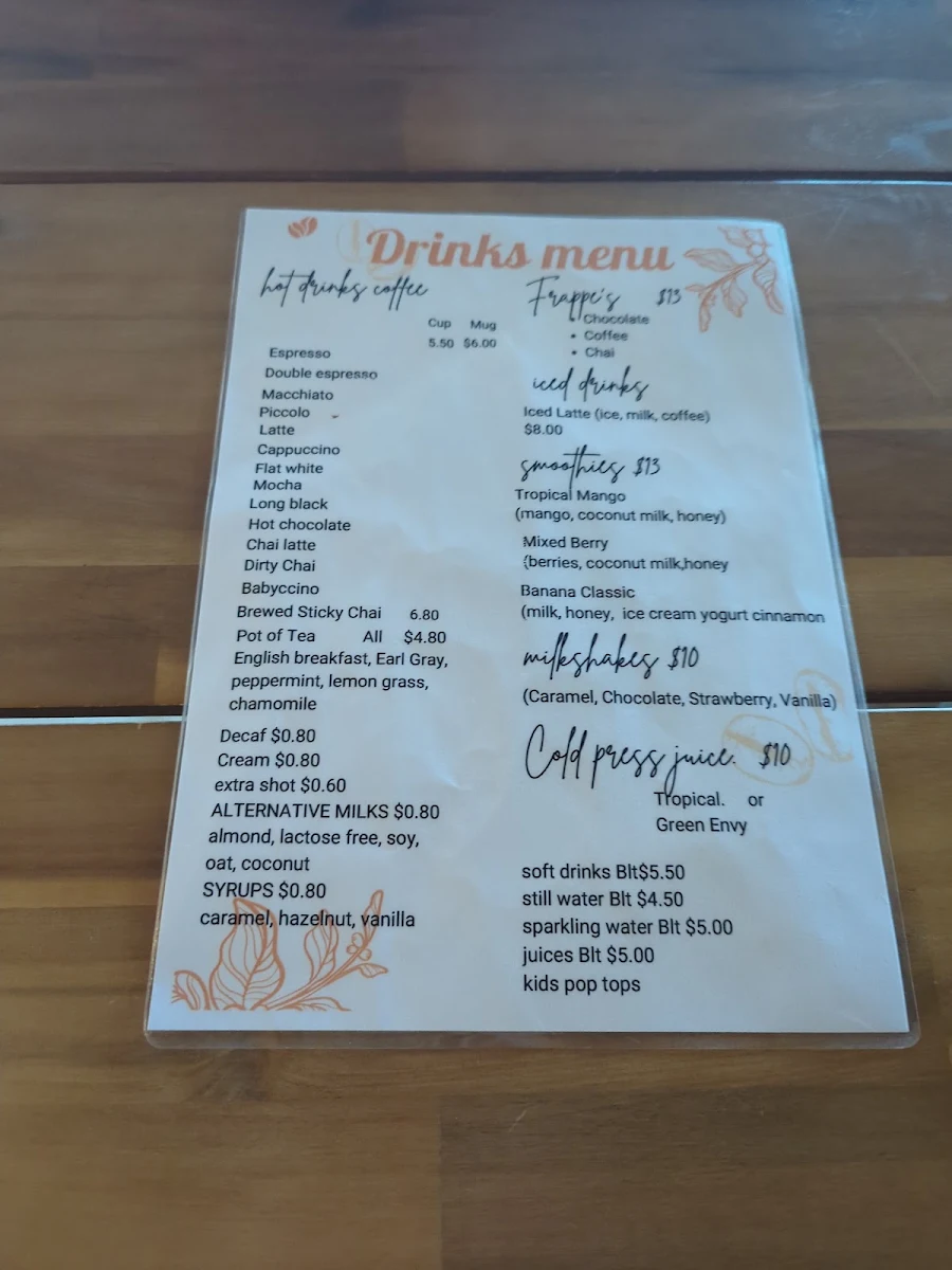 Menu, Riverview Cafe on Camden