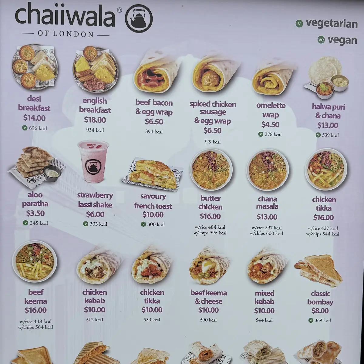 Menu, Chaiiwala Of London - White Rock