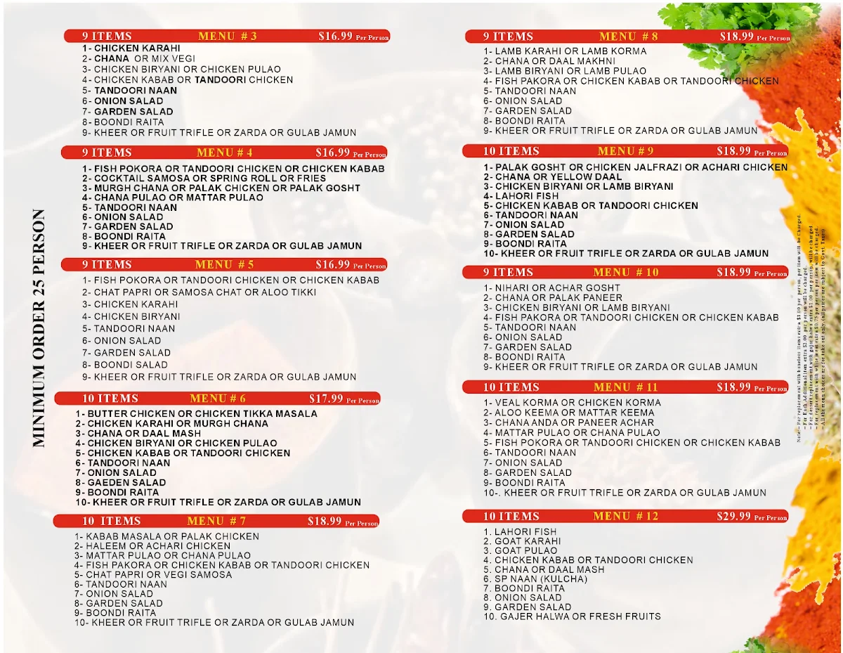 Menu, LAHORI CHARGHA HUTT
