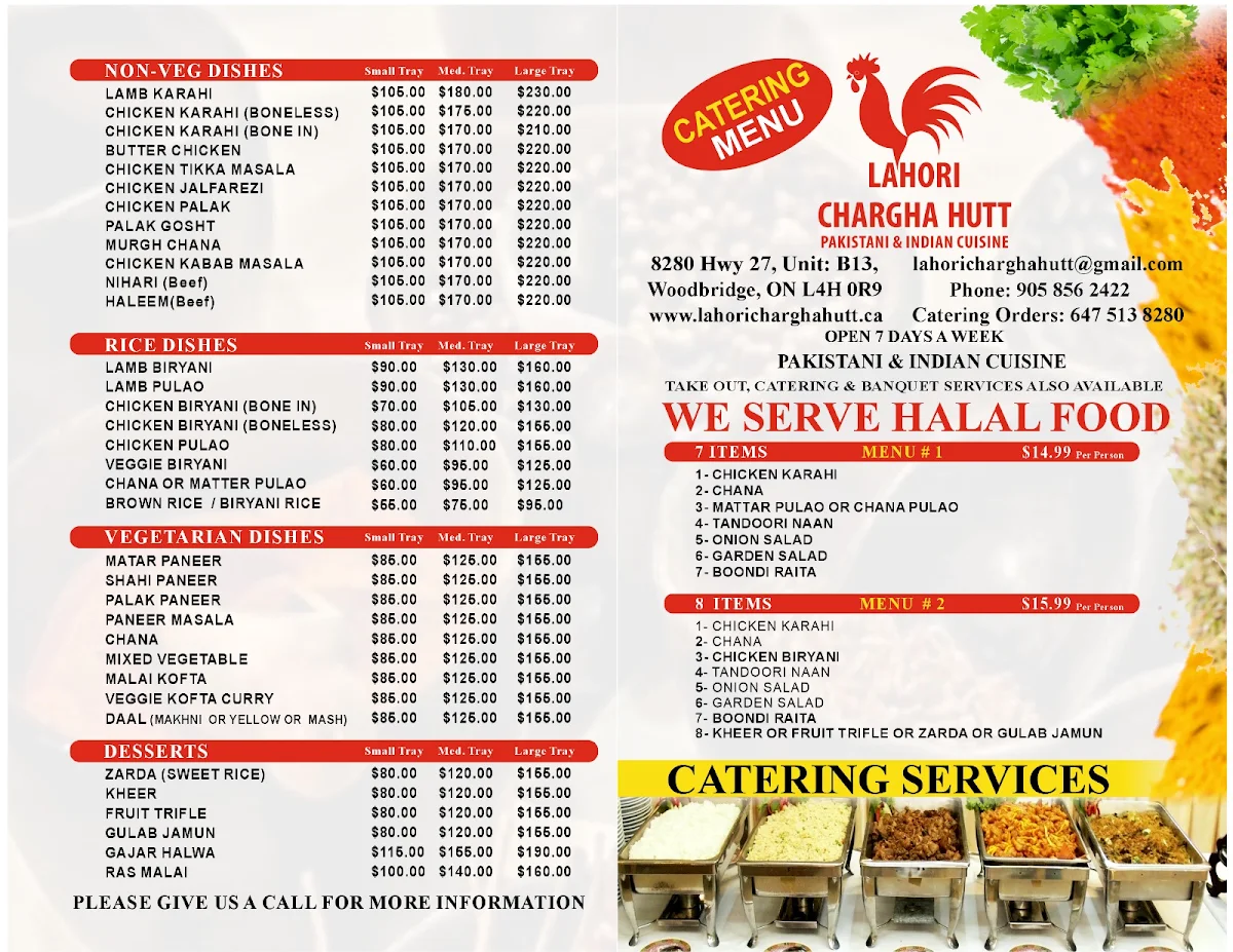 Menu, LAHORI CHARGHA HUTT