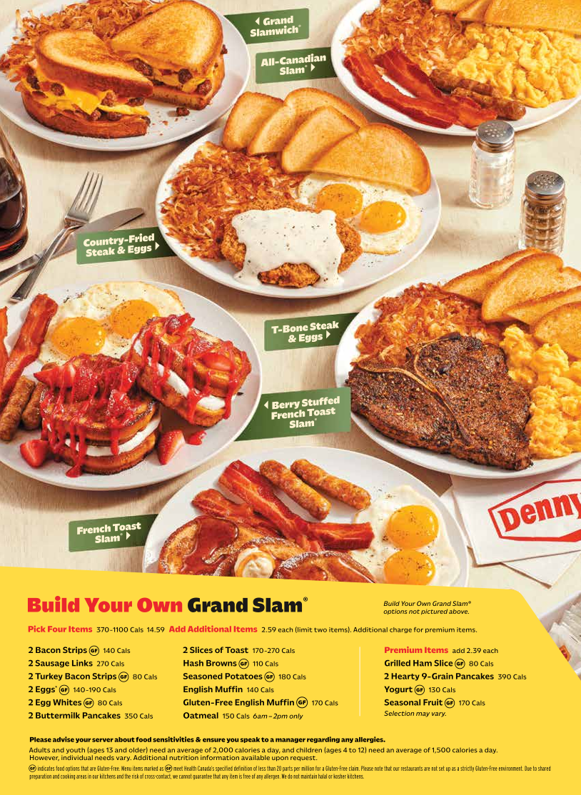 Menu, Denny's Delta Restaurant