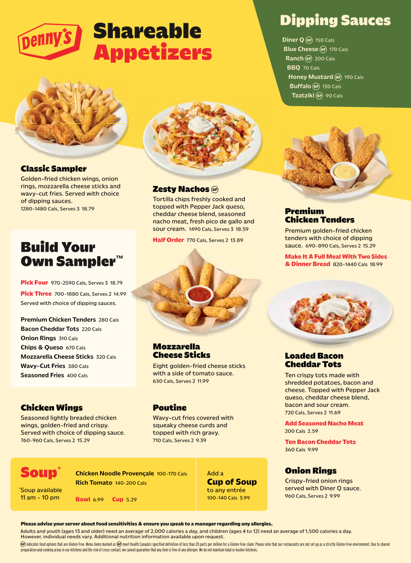 Menu, Denny's Delta Restaurant